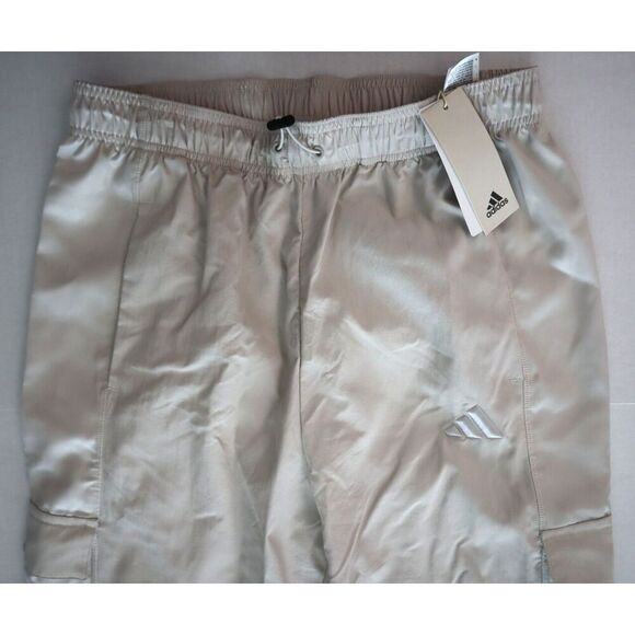 Adidas JN0598 Women's Sz M Beige Satin-Finish Holiday Pack Cargo Pants - Picture 5 of 12